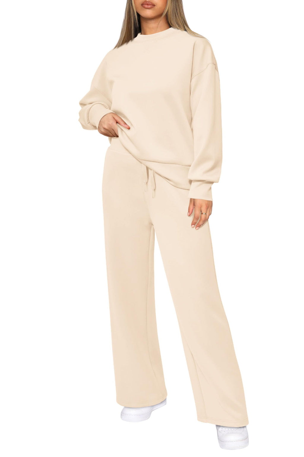 PRETTYGARDEN Womens 2 Piece Outfits Fall Long Sleeve Sweatshirt Wide Leg Pants Lounge Sets Winter Sweatsuits Tracksuit