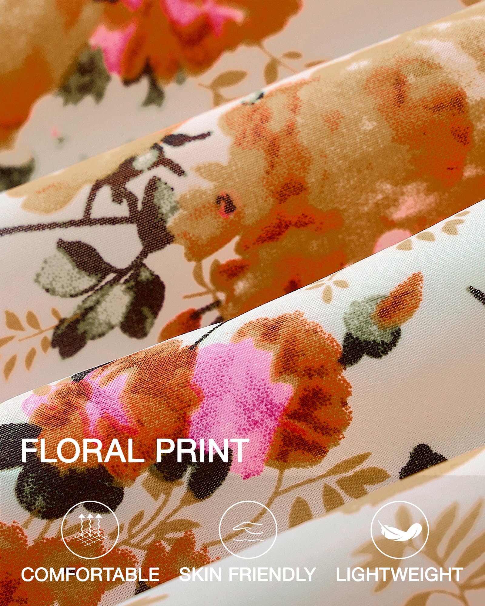 FreshPretty Women Summer Dresses Casual Flowy Beach Square Neck Puff Short Sleeve Smocked Back Boho Floral Long Maxi Dress