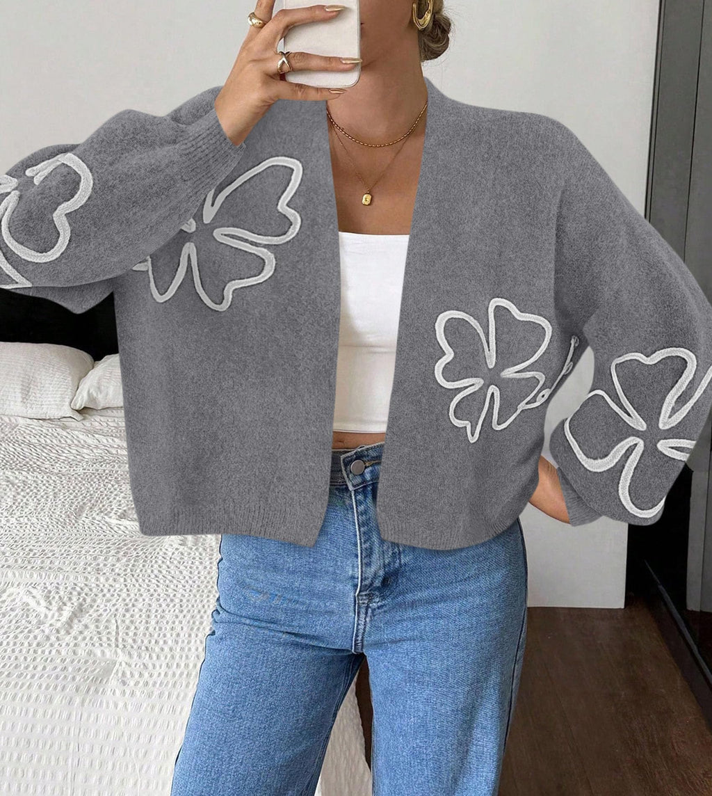 PRETTYGARDEN Women's Floral Oversized Cardigan Sweaters Trendy Fall Outfits Long Sleeve Sweater Jacket, Open Front Coat, Cozy Soft Chunky Knit, Casual Outerwear,Winter Fashion Clothing