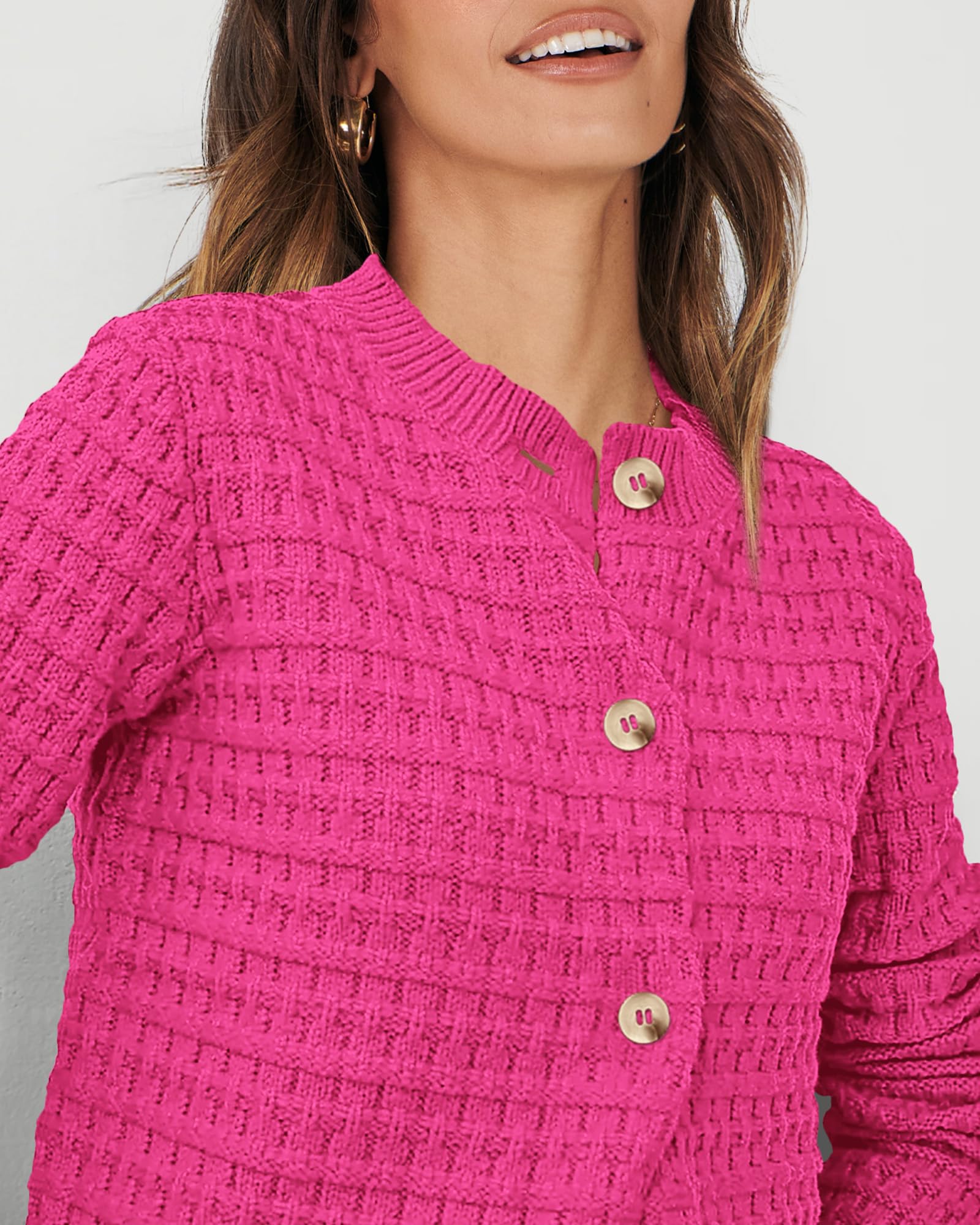 PRETTYGARDEN Women's Knit Cardigan Sweaters Casual Long Sleeve Open Front Button Down Trendy Jackets Outerwear