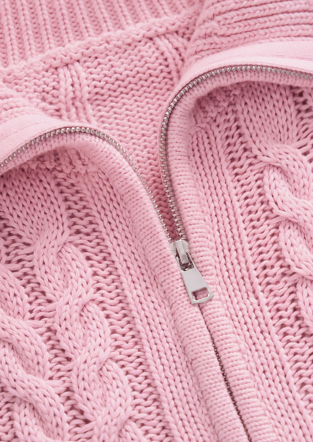 PRETTYGARDEN Women's Cable Knit Cropped Cardigan Sweaters Oversized Sweater, Long Sleeve Zip Up Jacket, Collared Neck, Ribbed Hem, Cozy Soft Casual Wear, Fall Clothes Winter Outerwear