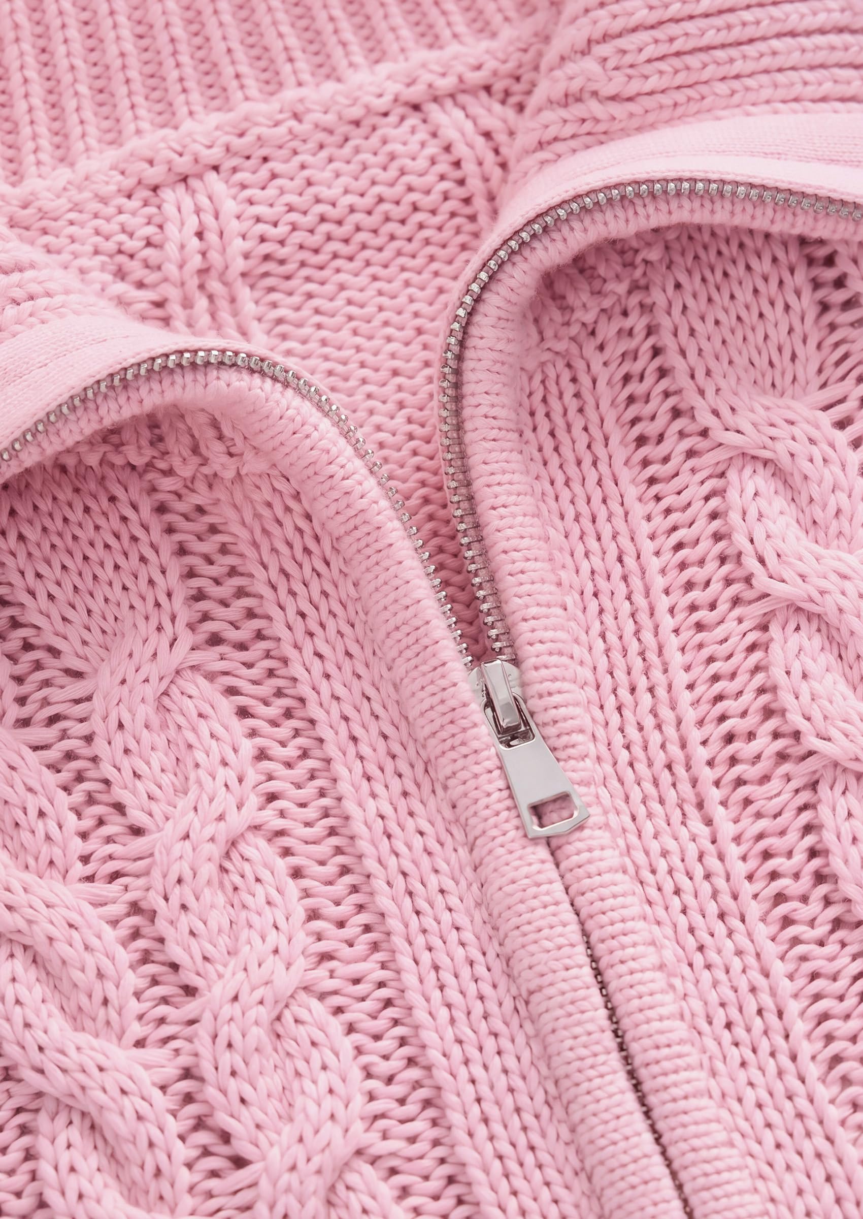 PRETTYGARDEN Women's Cable Knit Cropped Cardigan Sweaters Oversized Sweater, Long Sleeve Zip Up Jacket, Collared Neck, Ribbed Hem, Cozy Soft Casual Wear, Fall Clothes Winter Outerwear