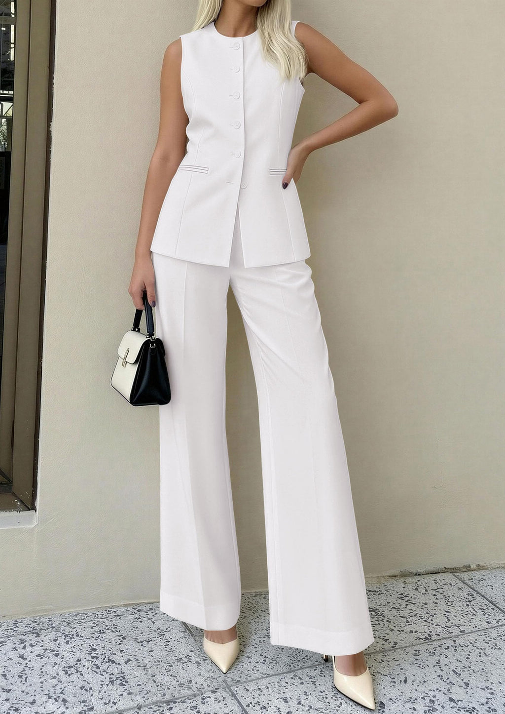 PRETTYGARDEN Women's 2 Piece Sets Summer  Work Clothes Sleeveless Blazer Vest Pants Suits Spring Business Casual Outfits