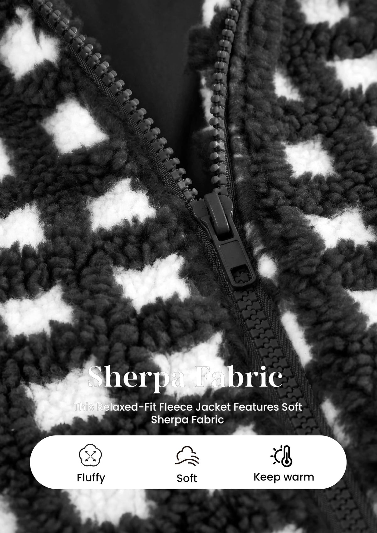 PRETTYGARDEN Women's Gingham Sherpa Fleece Jacket Plaid Cropped Teddy Coat Trendy Y2K Winter Jacket, Zip Up Stand Collar, Side Pockets, Fall Outfit for Casual Daily, Going Out, Streetwear, Outdoor