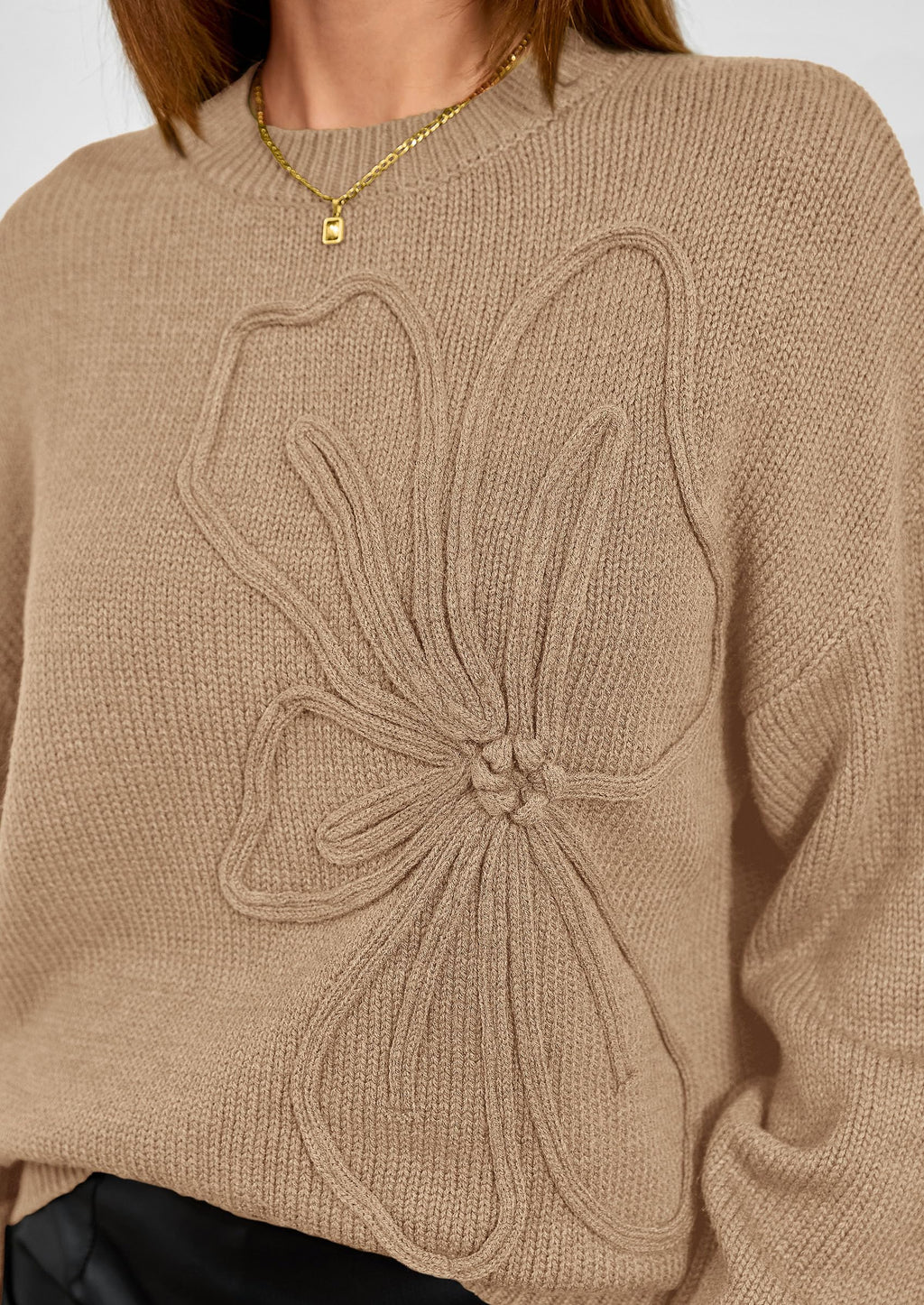 PRETTYGARDEN Womens Sweaters  Fall Fashion Long Sleeve Crewneck Floral Knit Pullover Sweater Tops Winter Clothes
