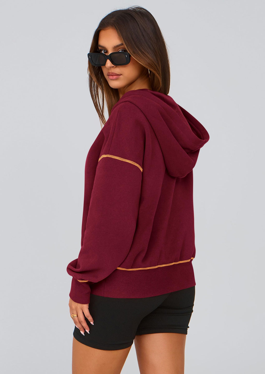 PRETTYGARDEN Women's  Fall Hooded Sweatshirts Long Sleeve Half Zip Cropped Hoodies Pullover Winter Fashion Clothes