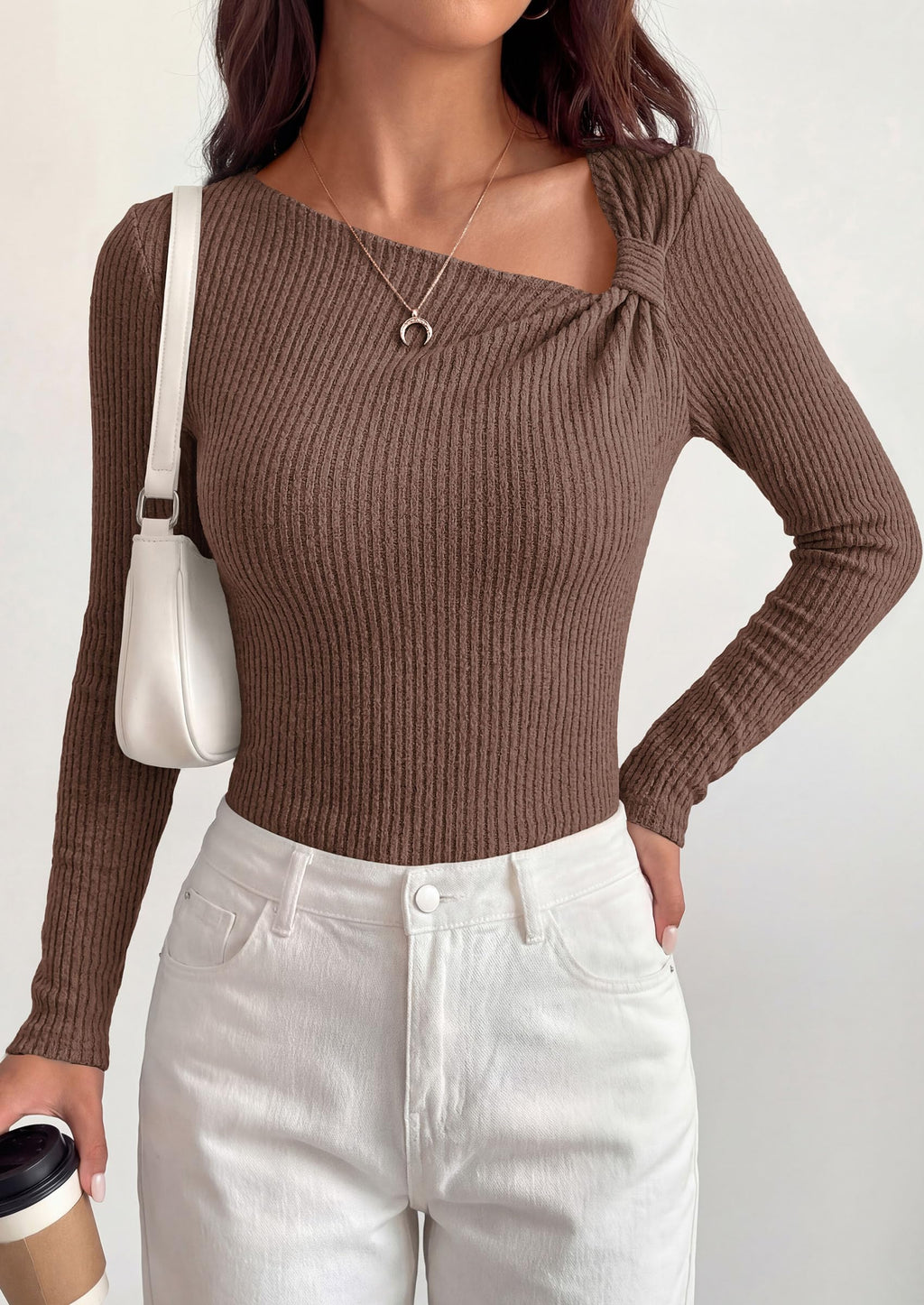 PRETTYGARDEN Womens  Early Fall Fashion Long Sleeve T Shirts Asymmetrical Ribbed Fitted Trendy Going Out Tops Y2K Outfits