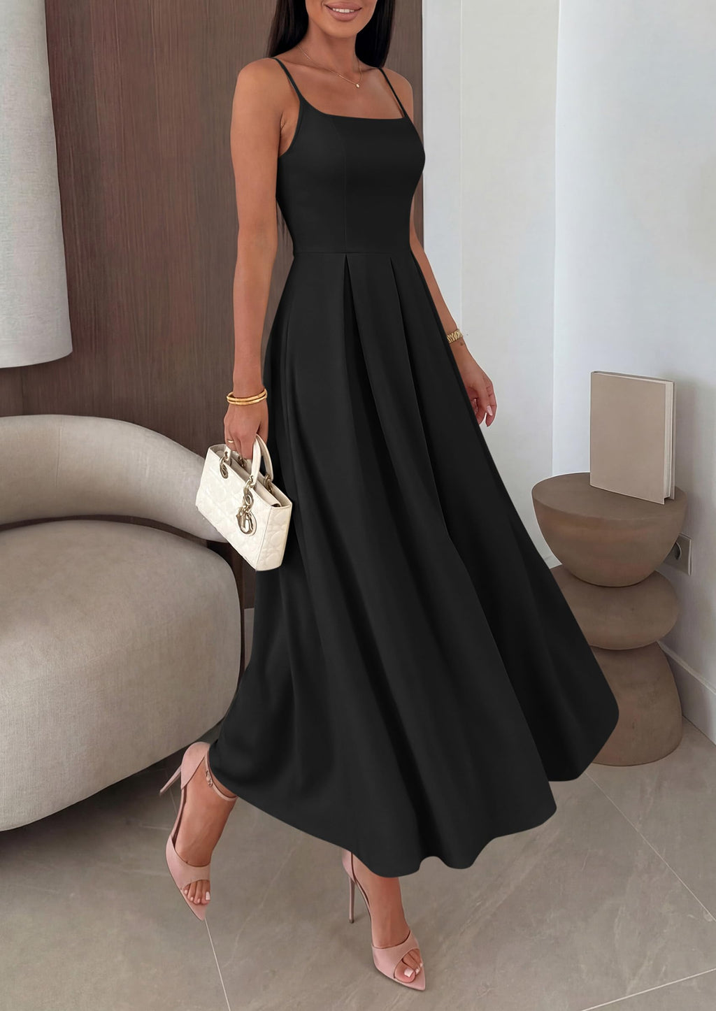 PRETTYGARDEN Cocktail Dresses for Women  Spring Elegant Ruffle A Line Long Flowy Summer Formal Wedding Guest Maxi Dress