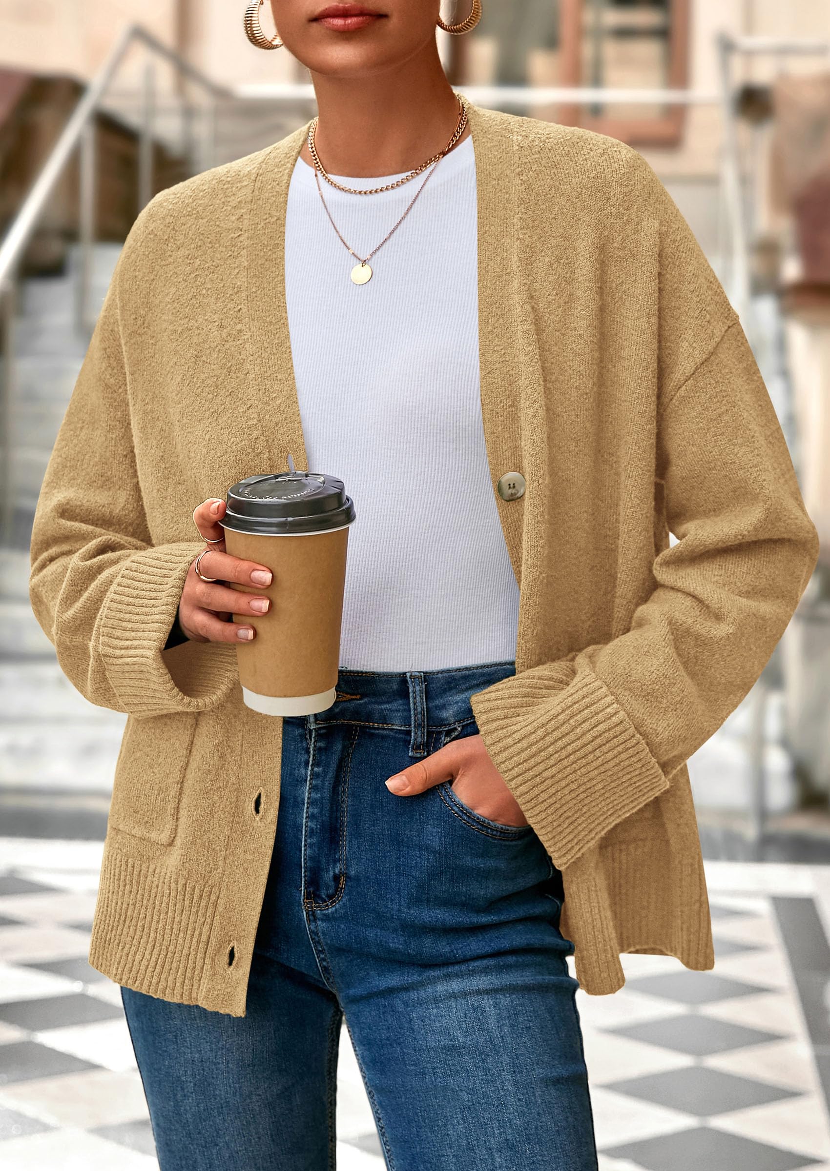 PRETTYGARDEN Women's Oversized Cardigan Sweaters Trendy Chunky Knit Long Sleeve V Neck Button Down Fall Winter Outfits