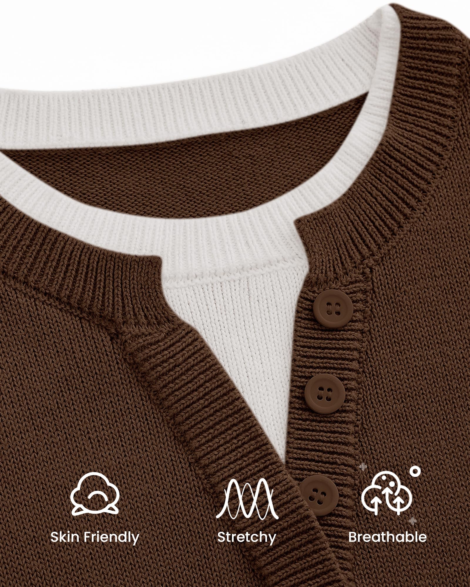 BTFBM Women Long Sleeve Crew Neck Sweaters Tops, 2 in1 Knitted Pullover, Deco Buttons, Oversized, Stretchy, Vacation, Business Casual Outfits, Fall Winter Trendy