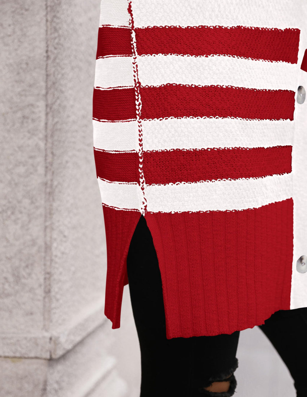 PRETTYGARDEN Women's Winter Striped Cardigan Sweaters Long Sleeve Button Down Open Front Chunky Knit Oversized Sweater Coat