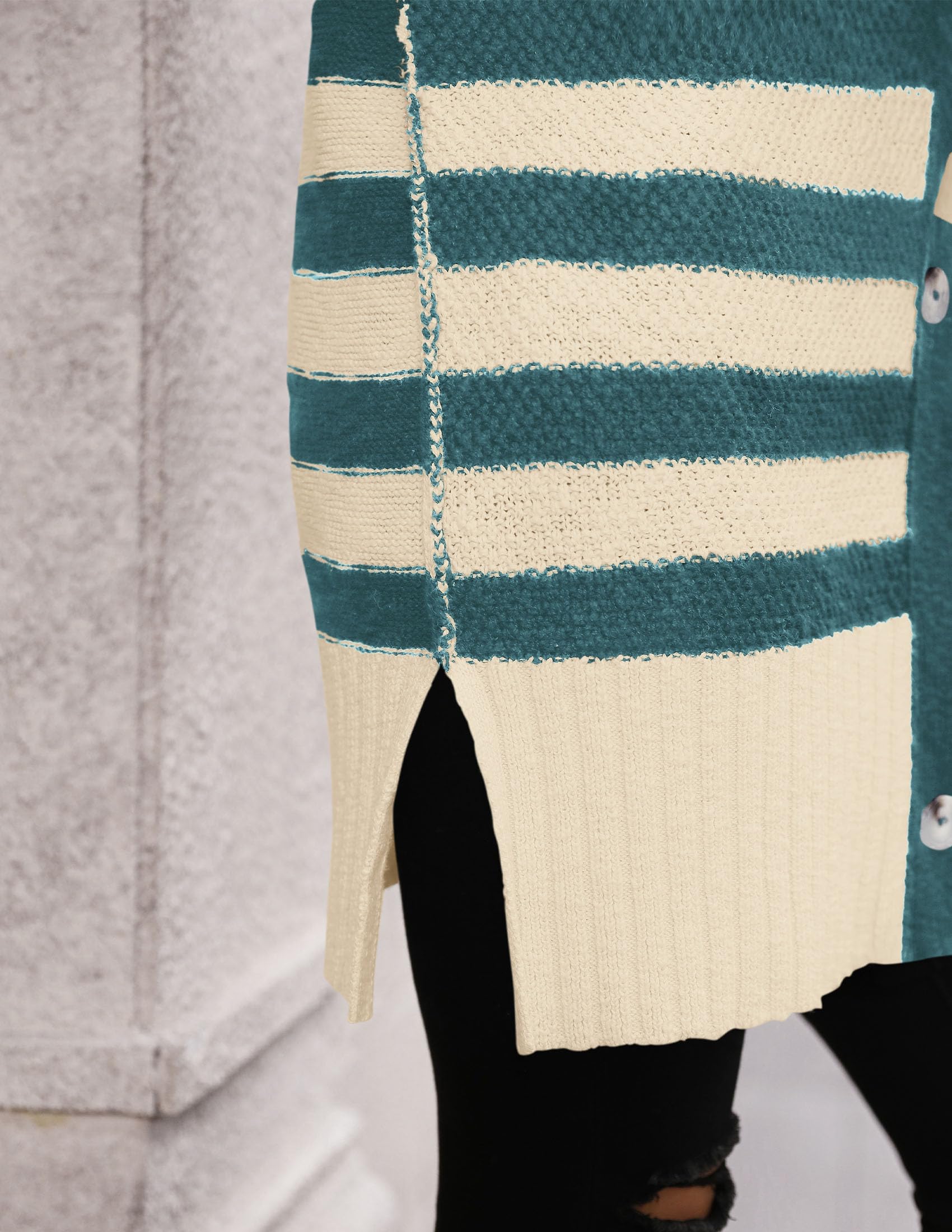 PRETTYGARDEN Women's Winter Striped Cardigan Sweaters Long Sleeve Button Down Open Front Chunky Knit Oversized Sweater Coat