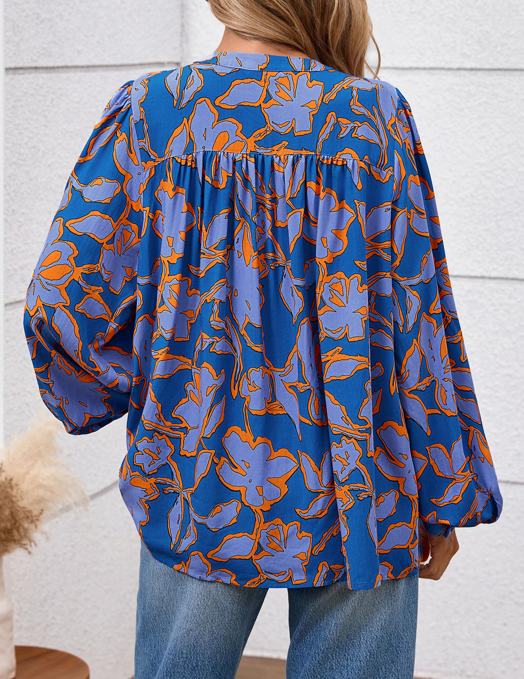 PRETTYGARDEN Women's Floral Button Down Blouse Fall Fashion Dressy Casual Long Sleeve Oversized Shirts Top Boho Clothes