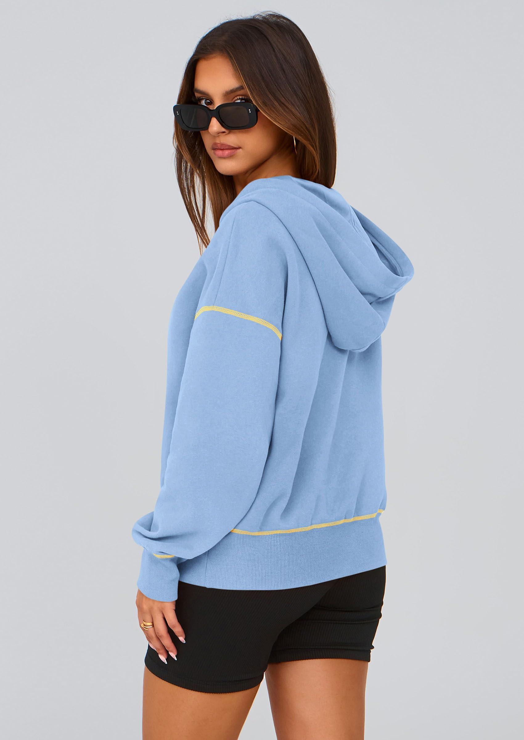PRETTYGARDEN Women's  Fall Hooded Sweatshirts Long Sleeve Half Zip Cropped Hoodies Pullover Winter Fashion Clothes