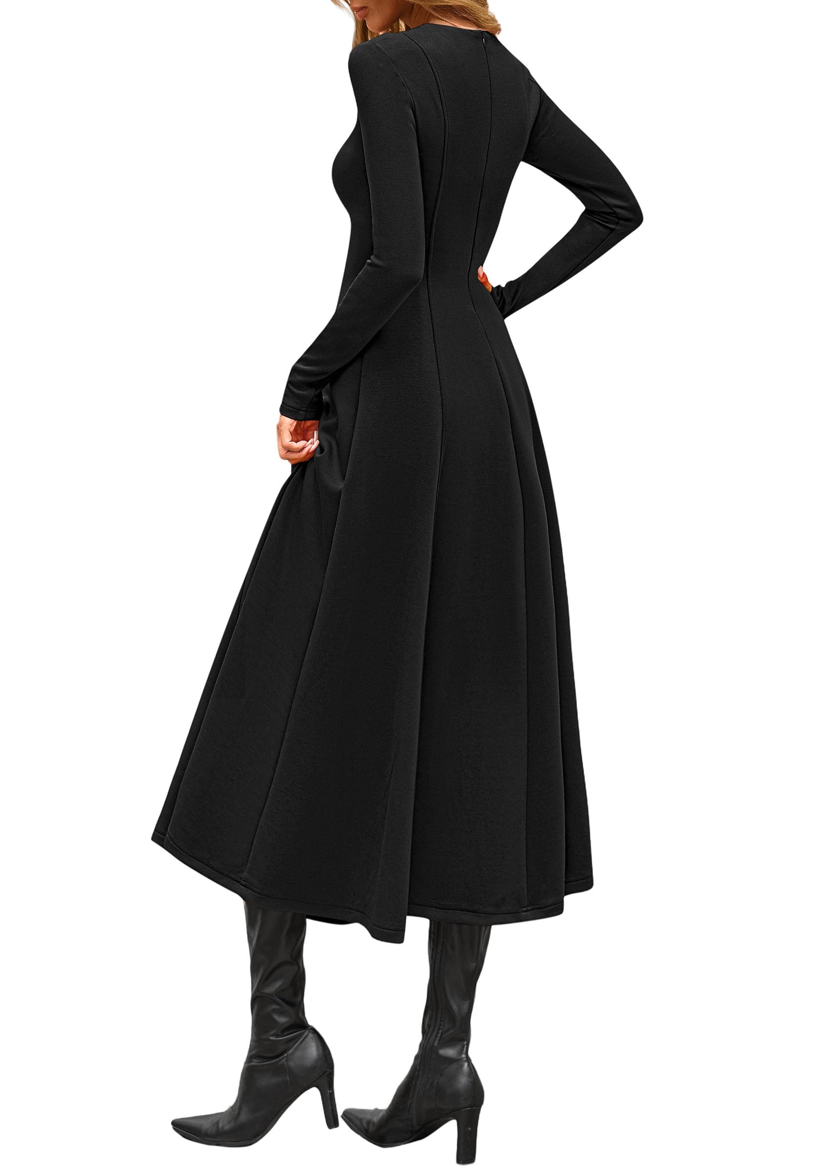 PRETTYGARDEN Cocktail Dresses for Women  Elegant Classy Fall Long Sleeve Midi A Line Flowy Modest Winter Party Dress