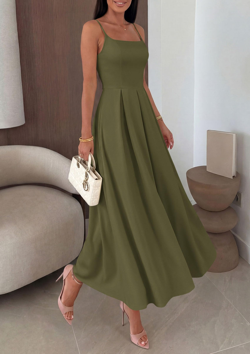 PRETTYGARDEN Cocktail Dresses for Women  Spring Elegant Ruffle A Line Long Flowy Summer Formal Wedding Guest Maxi Dress