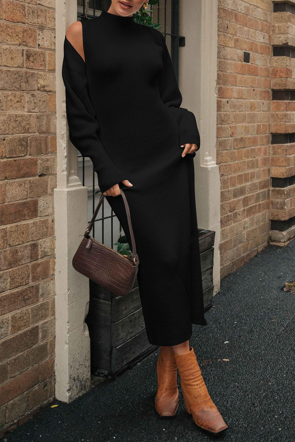 PRETTYGARDEN Women's Fall 2 Piece Outfits Knit Long Sleeve Cropped Cardigan Pullover Sweater Maxi Dress Sets Winter Clothing