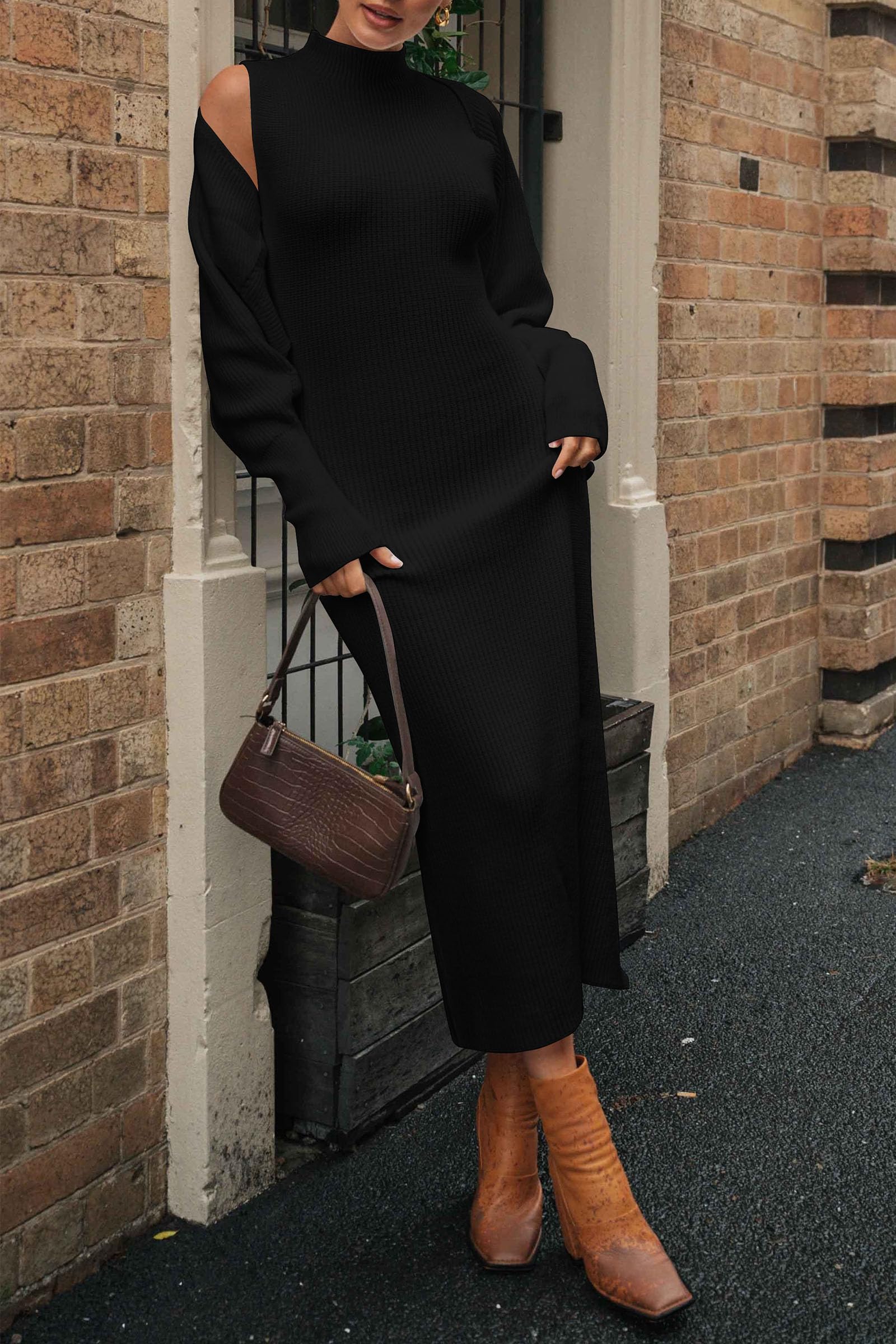 PRETTYGARDEN Women's Fall 2 Piece Outfits Knit Long Sleeve Cropped Cardigan Pullover Sweater Maxi Dress Sets Winter Clothing