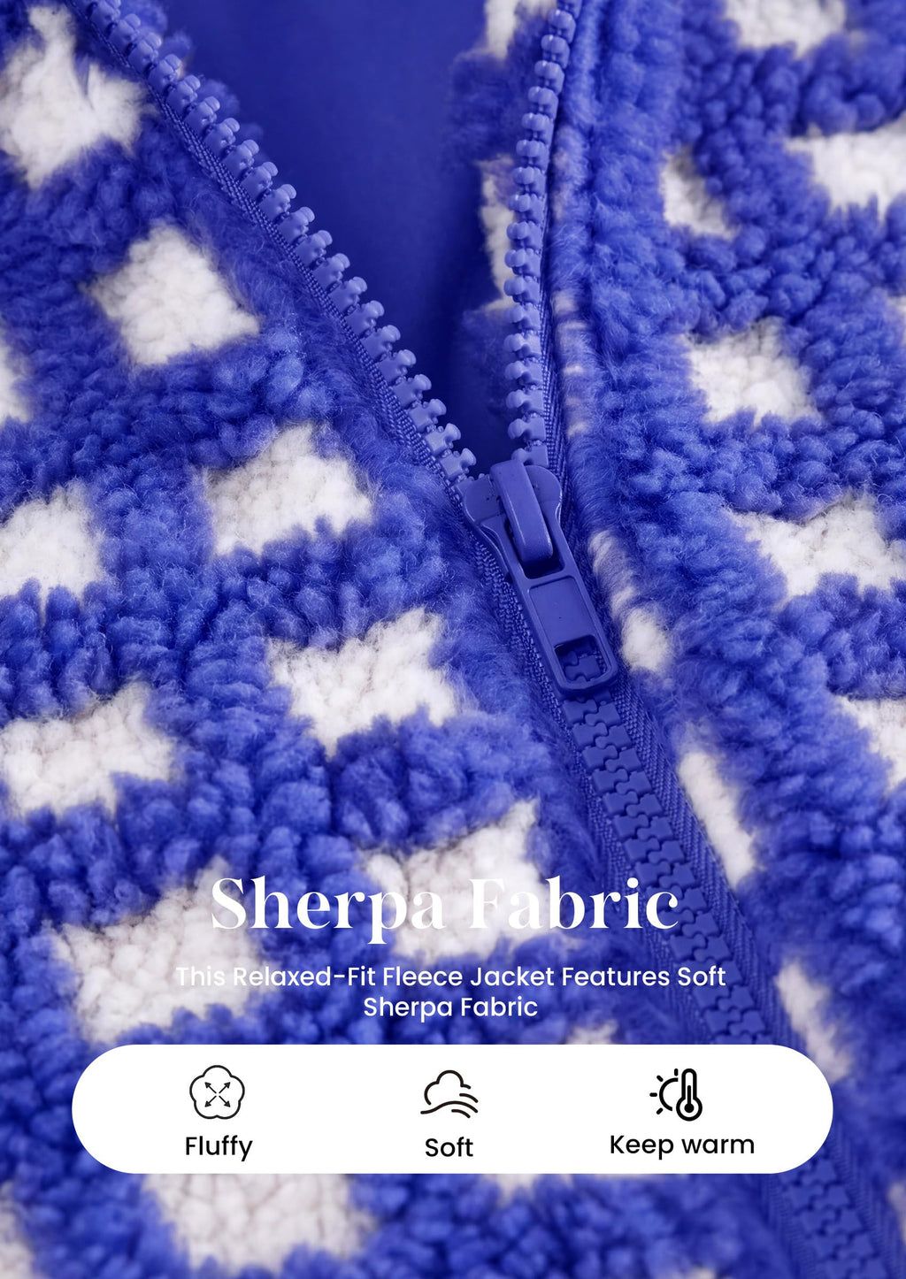 PRETTYGARDEN Women's Gingham Sherpa Fleece Jacket Plaid Cropped Teddy Coat Trendy Y2K Winter Jacket, Zip Up Stand Collar, Side Pockets, Fall Outfit for Casual Daily, Going Out, Streetwear, Outdoor