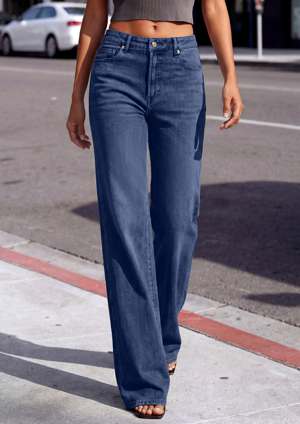 PRETTYGARDEN Women's Wide Leg Jeans High Waisted Denim Pants | Stretchy Flare Jeans, Comfy Soft, Basic-5-Pocket, Trendy Bottoms, Casual Office Wear, Going Out Outfits, Fashion Clothing