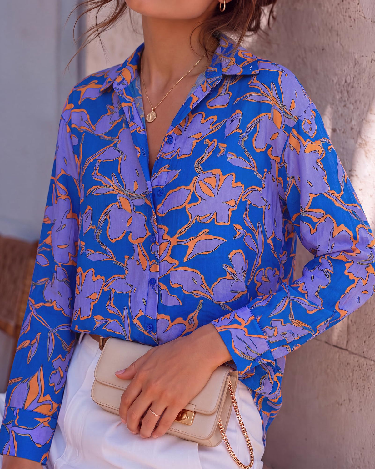 BTFBM Womens Blouses Dressy Casual Floral Long Sleeve Shirts Polka Dot Tops Classic Lapel Collar,Button Cuffs,V Neck Button Down Shirt,Business Casual Outfits,Early Fall Fashion Clothing Trendy