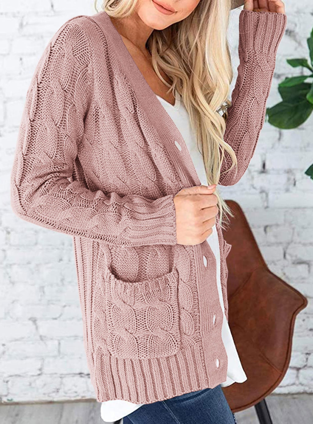 PRETTYGARDEN Women's Open Front Cardigan Sweaters Fall Fashion Button Down Cable Knit Chunky Winter Clothing Outerwear Coats