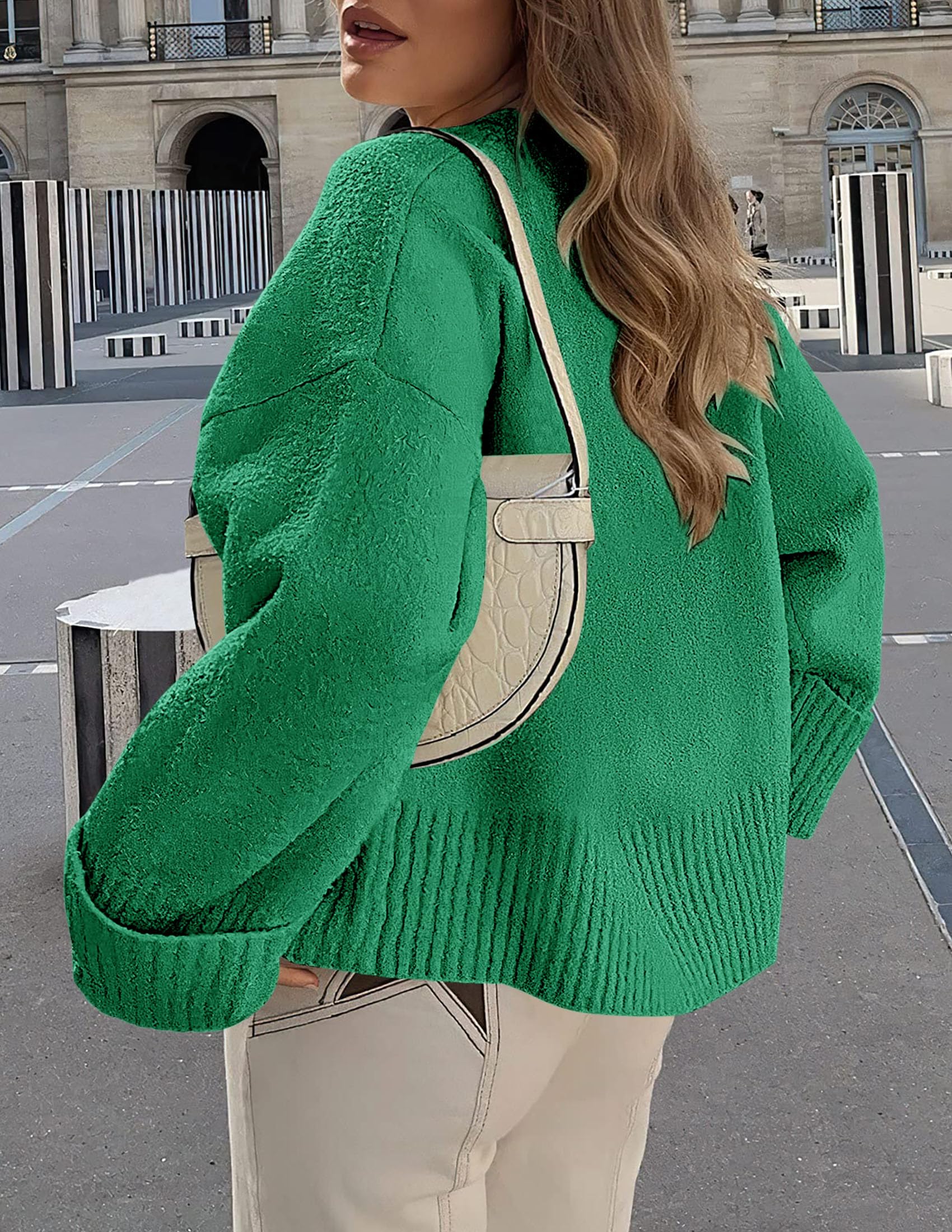 PRETTYGARDEN Women's Fall Oversized Sweaters Casual Crewneck Pullover Long Sleeve Fuzzy Chunky Knit Tops Blouse