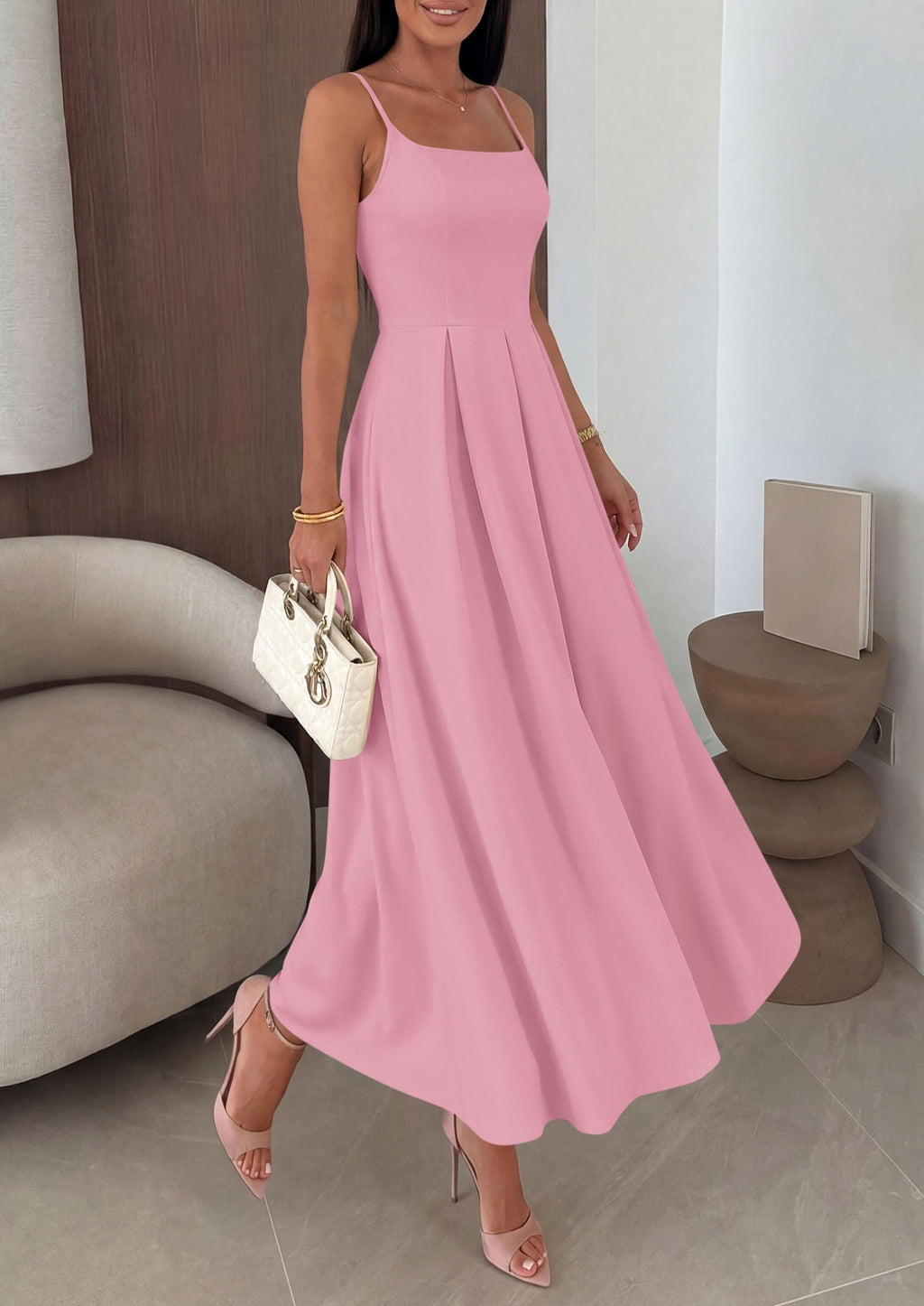 PRETTYGARDEN Cocktail Dresses for Women  Spring Elegant Ruffle A Line Long Flowy Summer Formal Wedding Guest Maxi Dress