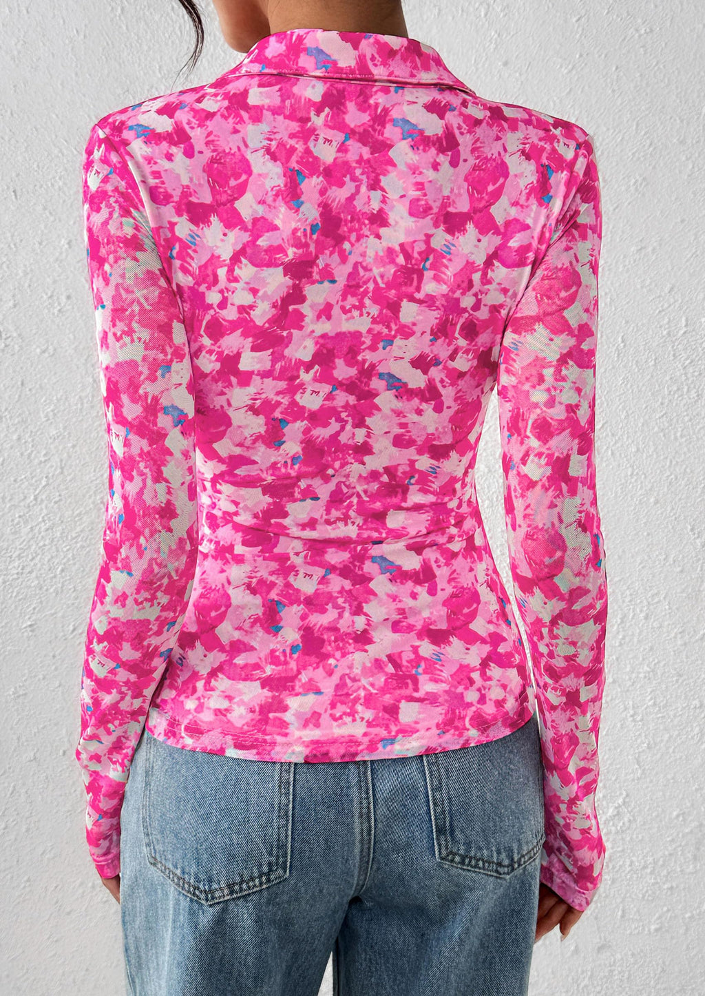 PRETTYGARDEN Women Button Down Floral Shirts Fall Trendy Long Sleeve V Neck Mesh Boho Blouse Spring Tops Date Outfits
