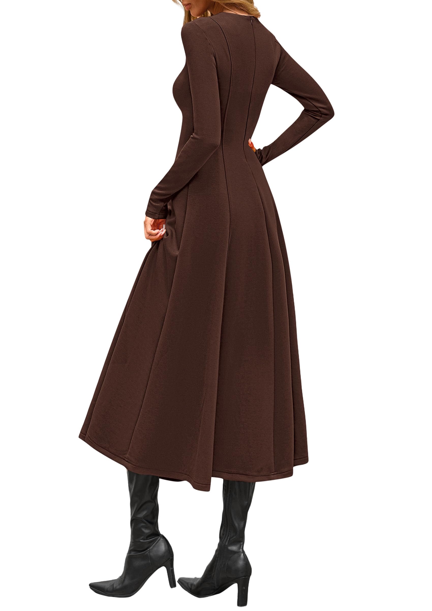 PRETTYGARDEN Cocktail Dresses for Women  Elegant Classy Fall Long Sleeve Midi A Line Flowy Modest Winter Party Dress