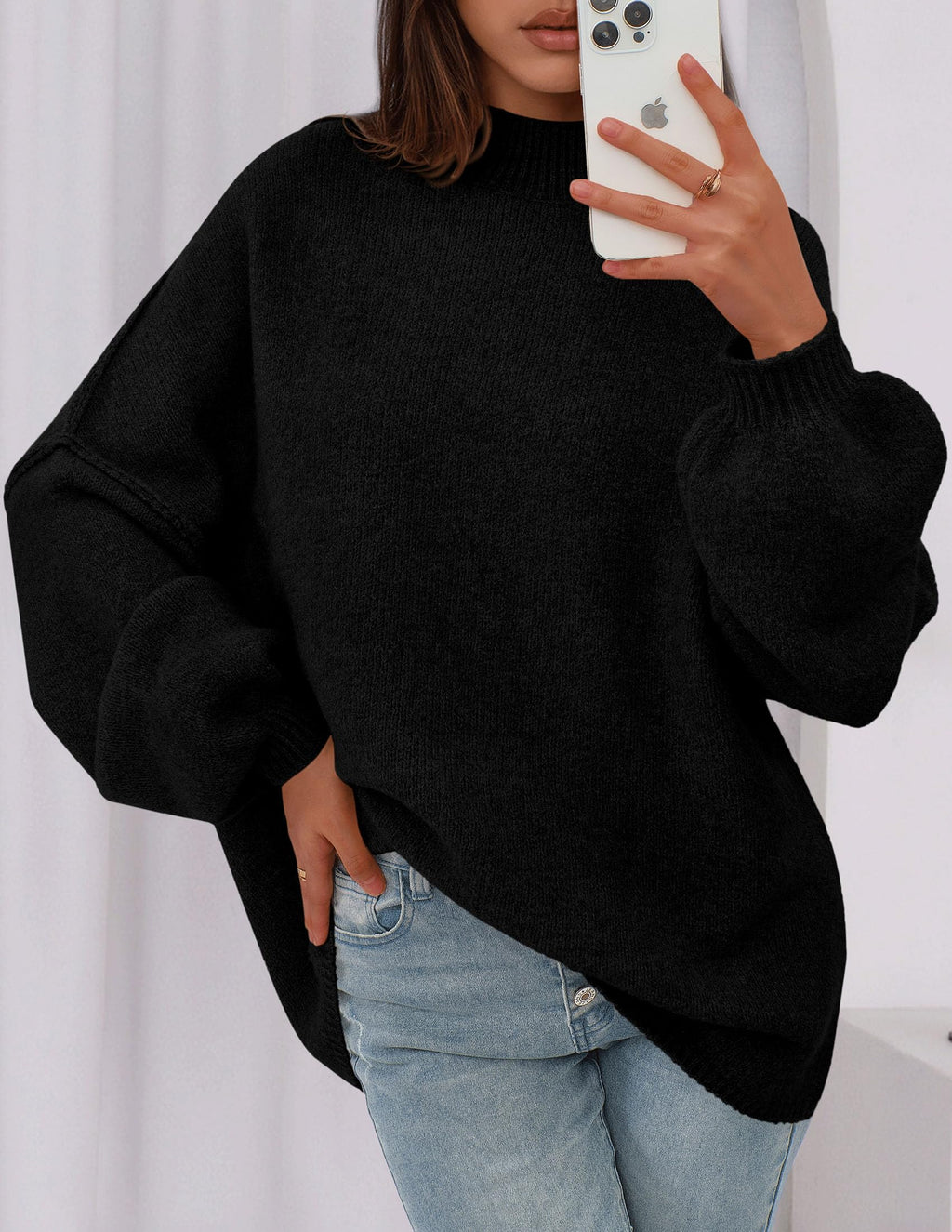 PRETTYGARDEN Women's 2026 Fall Oversized Sweaters Chunky Knit Mock Neck Long Sleeve Casual Trendy Pullover Winter Clothes
