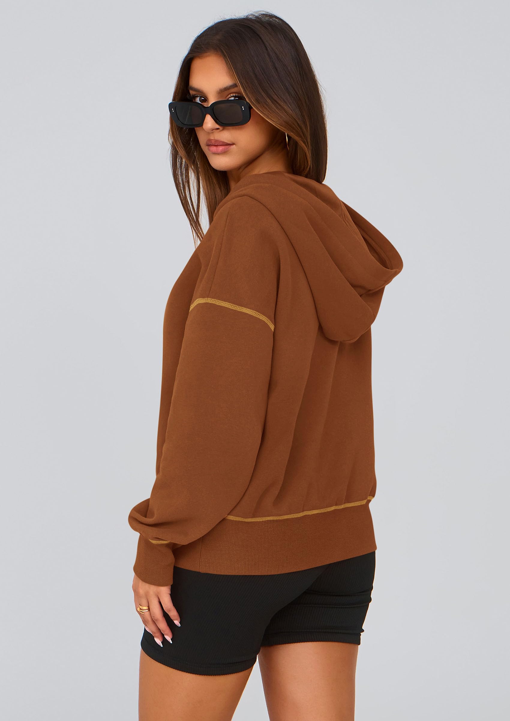 PRETTYGARDEN Women's  Fall Hooded Sweatshirts Long Sleeve Half Zip Cropped Hoodies Pullover Winter Fashion Clothes