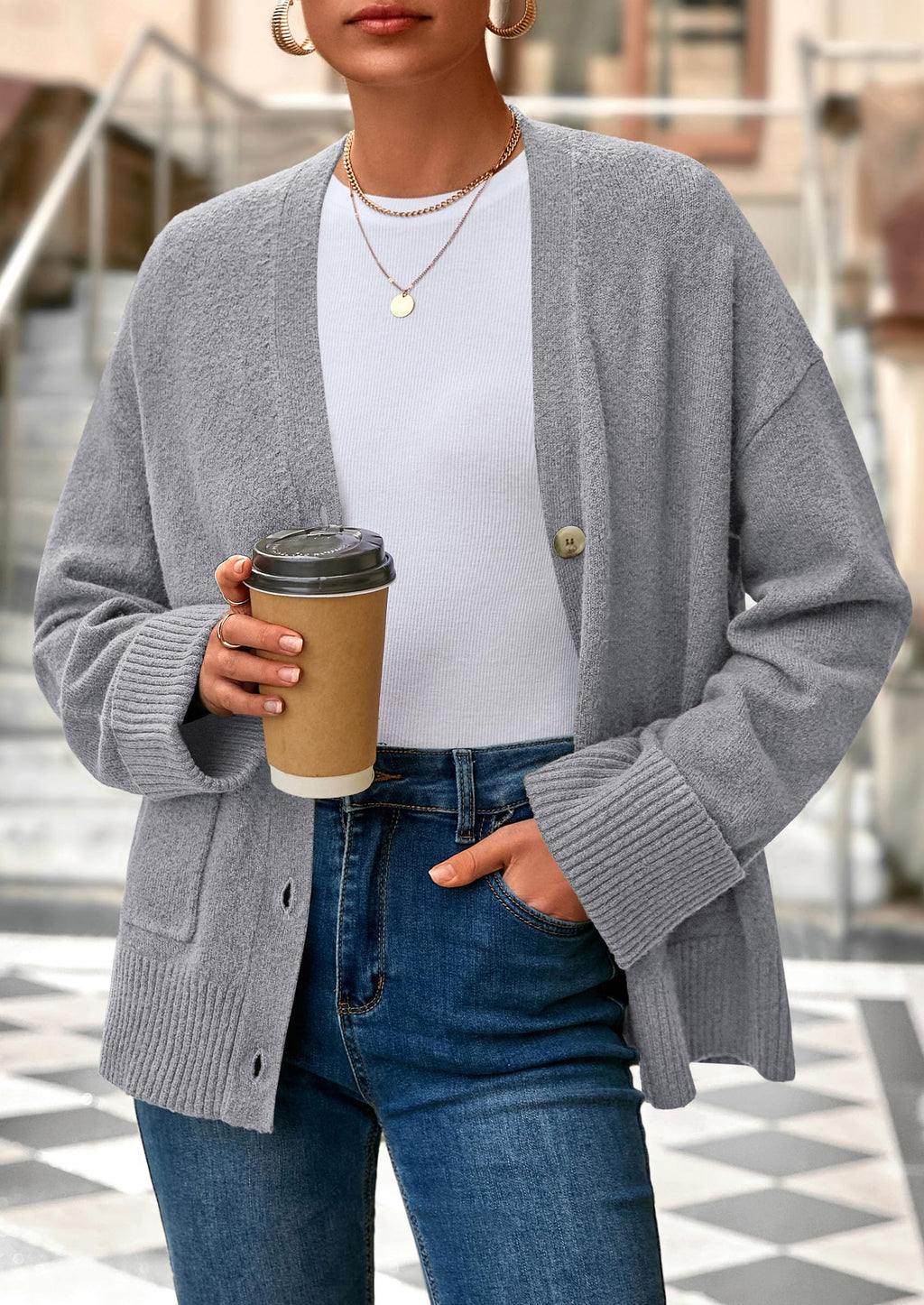 PRETTYGARDEN Women's Oversized Cardigan Sweaters Trendy Chunky Knit Long Sleeve V Neck Button Down Fall Winter Outfits