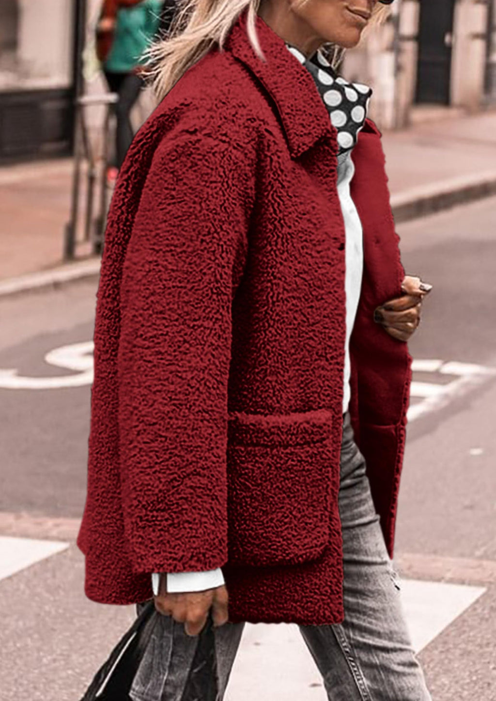PRETTYGARDEN Women's Winter Faux Fur Coats Long Sleeve Lapel Button Down Pockets Fleece Sherpa Jacket Casual Trendy Outerwear