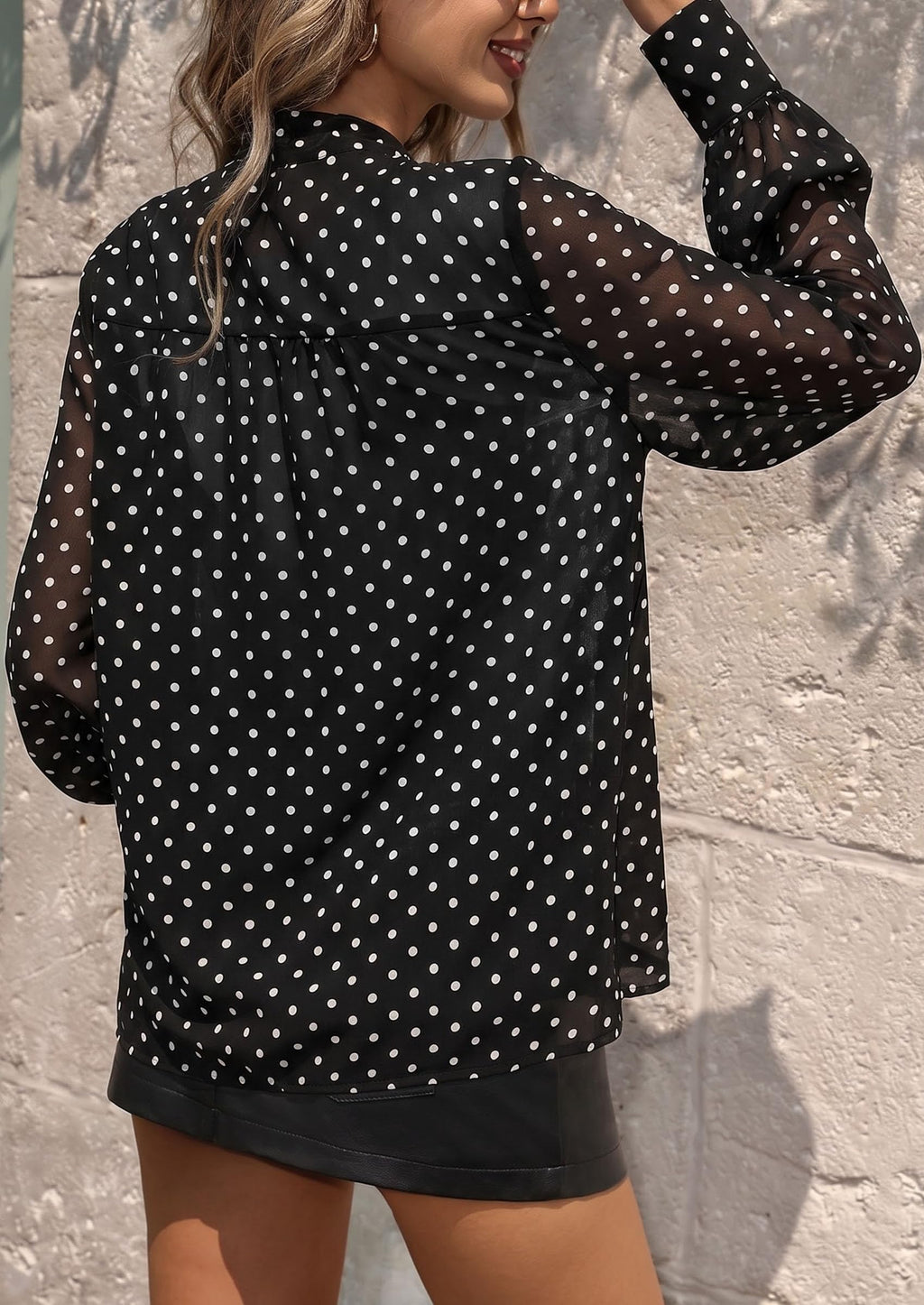 PRETTYGARDEN Women Chiffon Boho Blouses Dressy Casual Flowy Fall Tops, Long Sleeve V Neck Shirts with Tie, Elegant Date Night Outfit for Work Office, Going Out