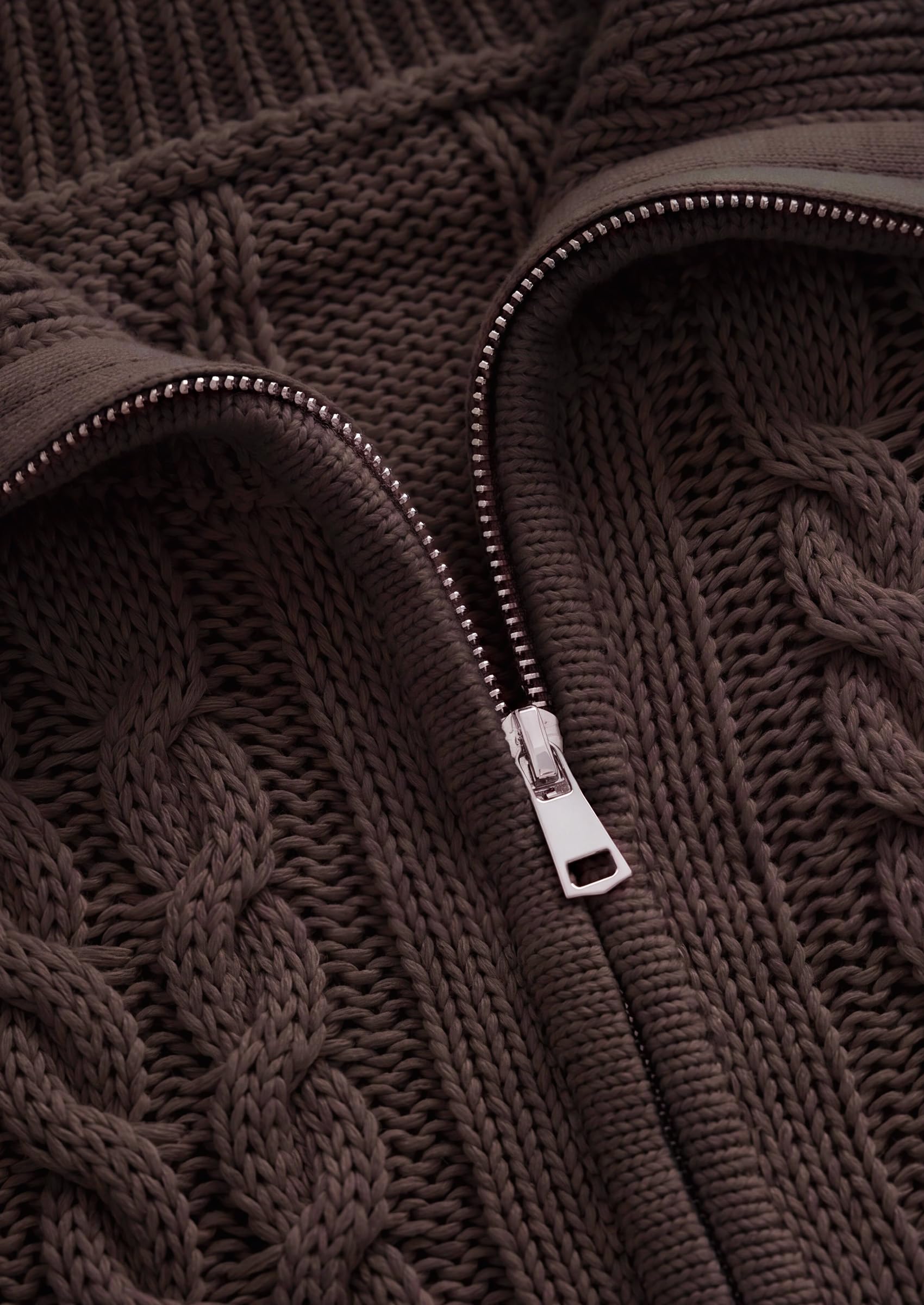 PRETTYGARDEN Women's Cable Knit Cropped Cardigan Sweaters Oversized Sweater, Long Sleeve Zip Up Jacket, Collared Neck, Ribbed Hem, Cozy Soft Casual Wear, Fall Clothes Winter Outerwear