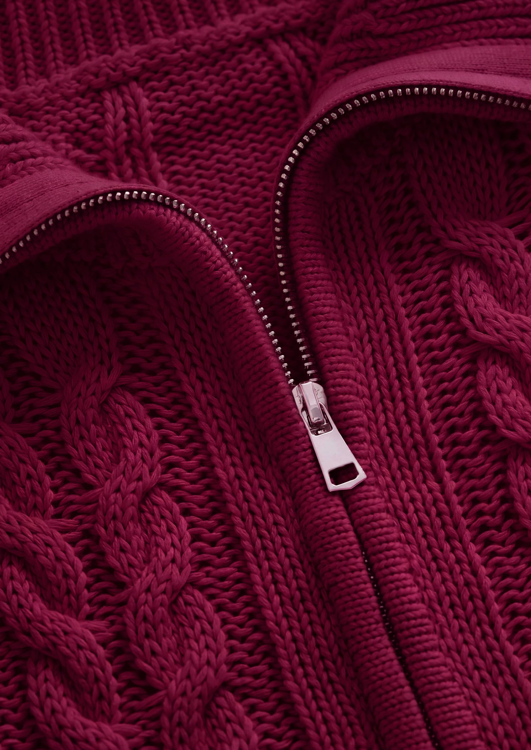 PRETTYGARDEN Women's Cable Knit Cropped Cardigan Sweaters Oversized Sweater, Long Sleeve Zip Up Jacket, Collared Neck, Ribbed Hem, Cozy Soft Casual Wear, Fall Clothes Winter Outerwear