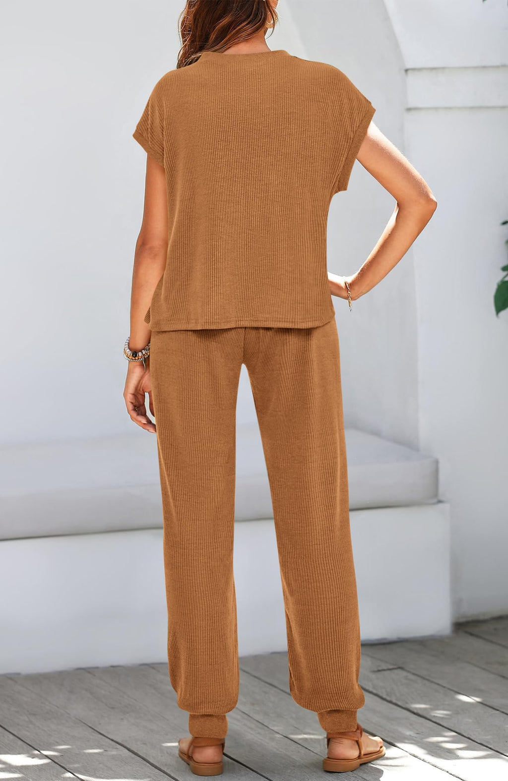 BTFBM Women's Two Piece Tracksuit Outfits Summer Short Sleeve Tops Long Pants Jogger Lounge Matching Sets Sweatsuit