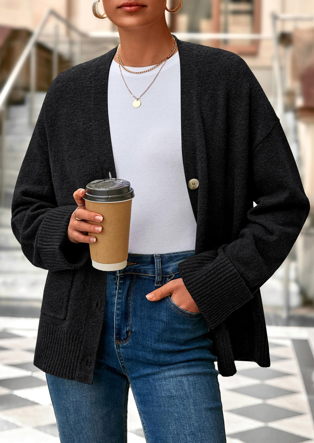 PRETTYGARDEN Women's Oversized Cardigan Sweaters Trendy Chunky Knit Long Sleeve V Neck Button Down Fall Winter Outfits