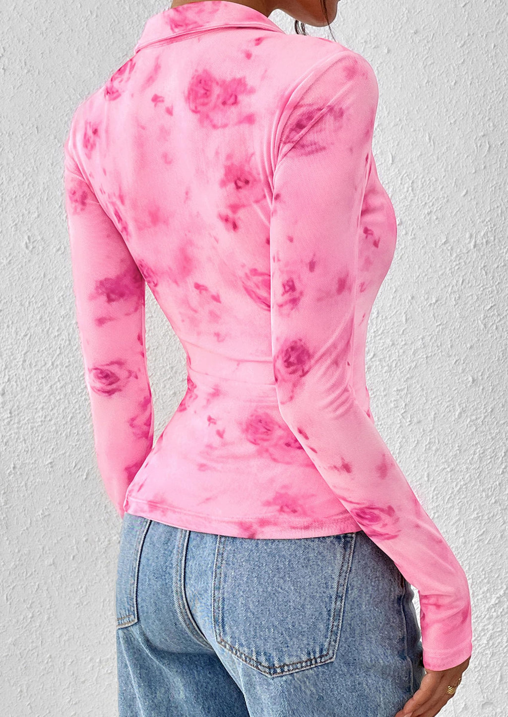 PRETTYGARDEN Women Button Down Floral Shirts Fall Trendy Long Sleeve V Neck Mesh Boho Blouse Spring Tops Date Outfits