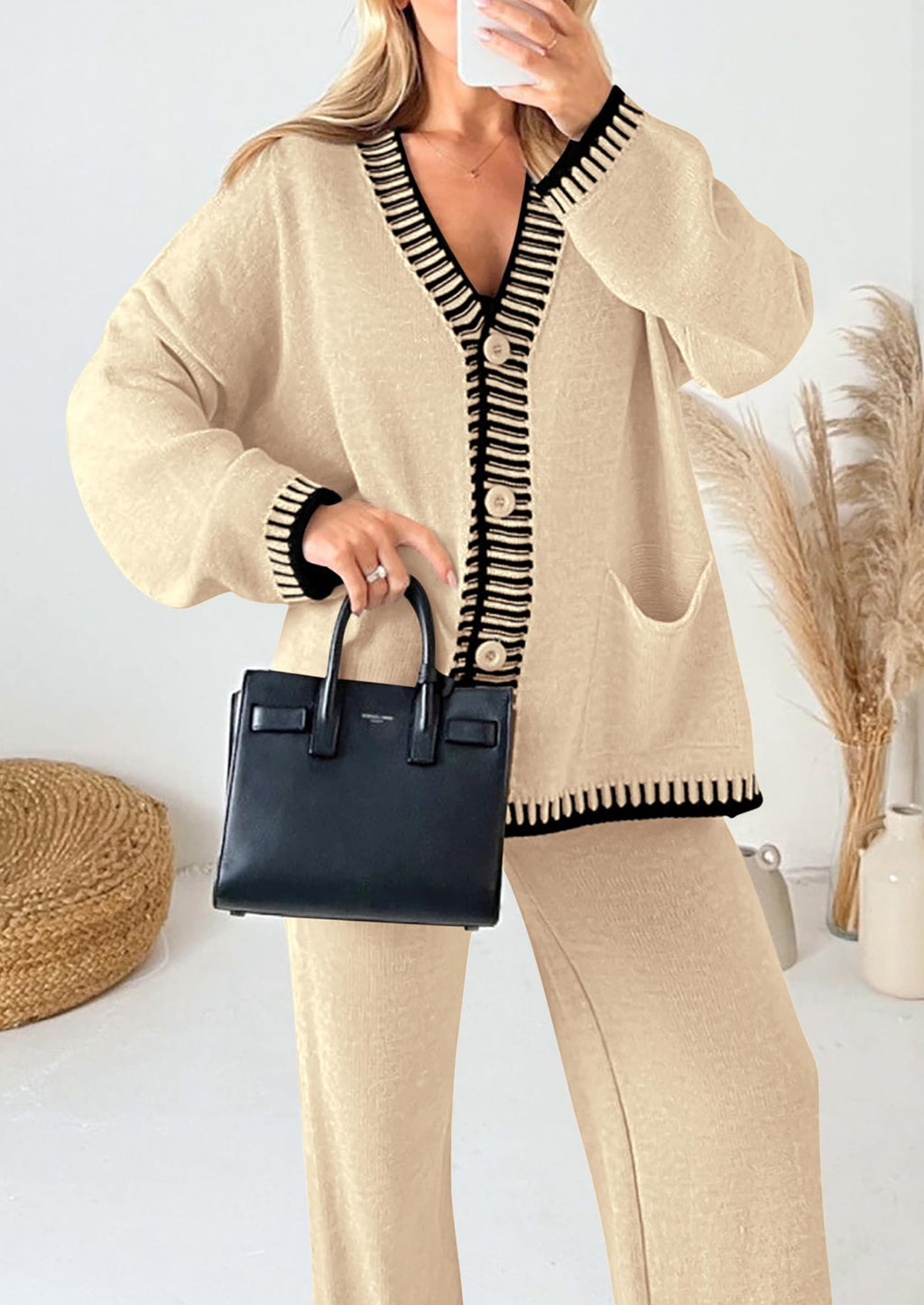 PRETTYGARDEN Lounge Sets for Women Fall Loungewear 2 Piece Outfits Cardigan Sweaters Track Suit Matching Winter Clothing