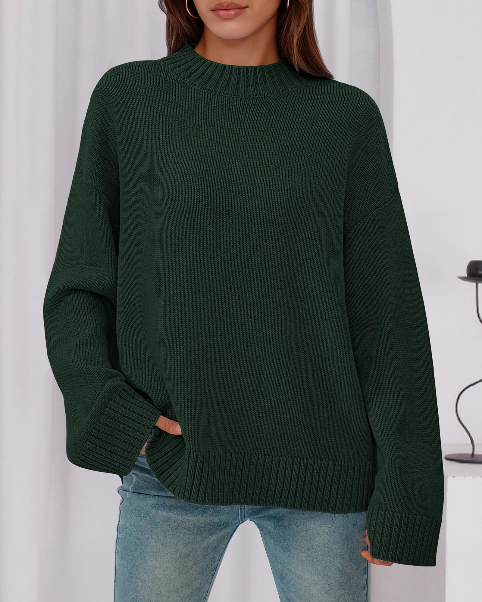 BTFBM Sweaters for Women Casual Crewneck Long Sleeve Loose Ribbed Knit Pullover Sweater Winter Clothes Fall Outfits