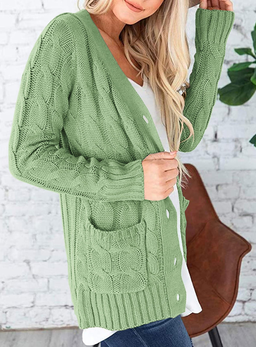 PRETTYGARDEN Women's Open Front Cardigan Sweaters Fall Fashion Button Down Cable Knit Chunky Winter Clothing Outerwear Coats