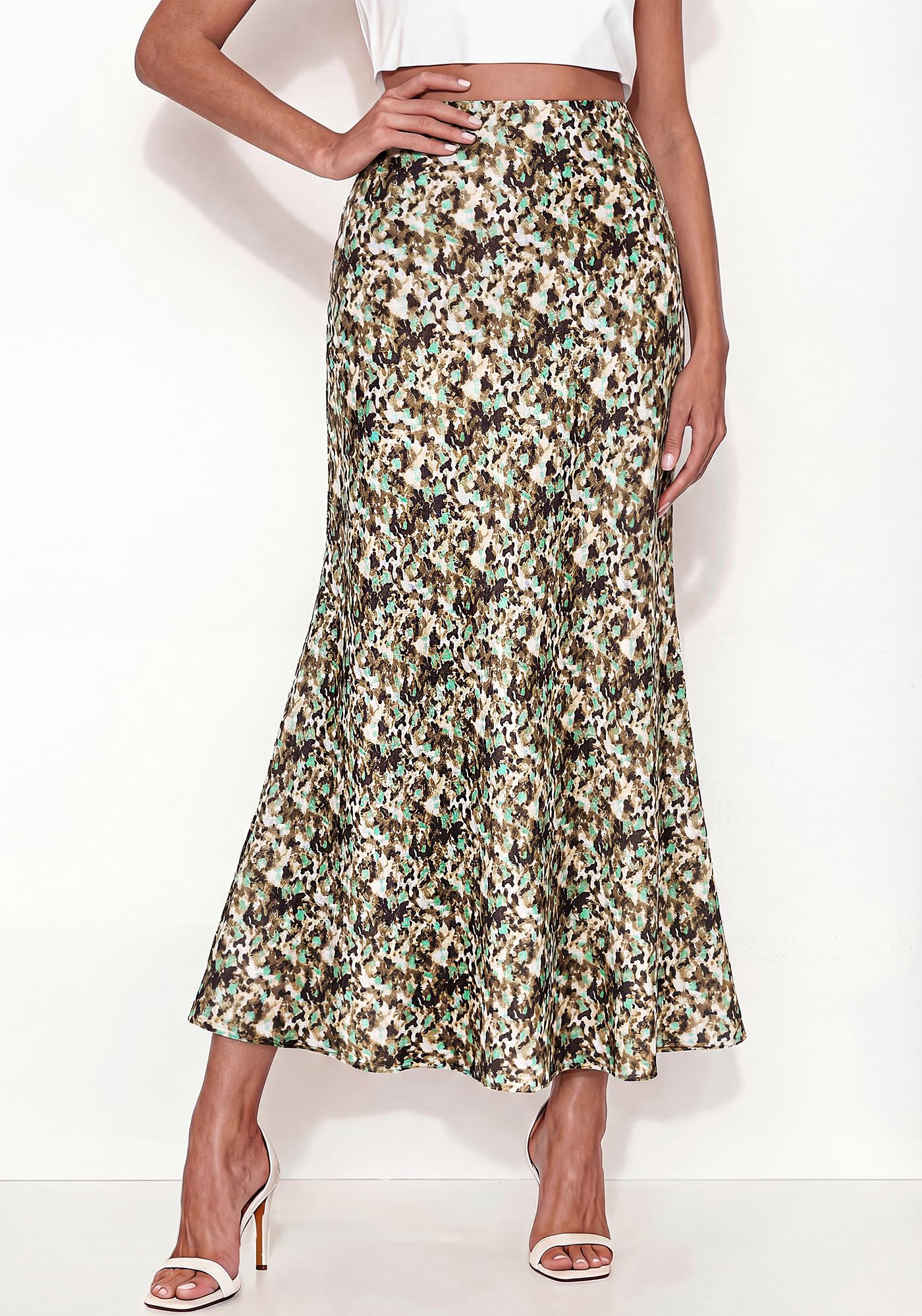 BTFBM Maxi Skirts for Women Summer Spring Boho Lightweight A Line High Waisted Wedding Guest Party Silk Midi Skirt