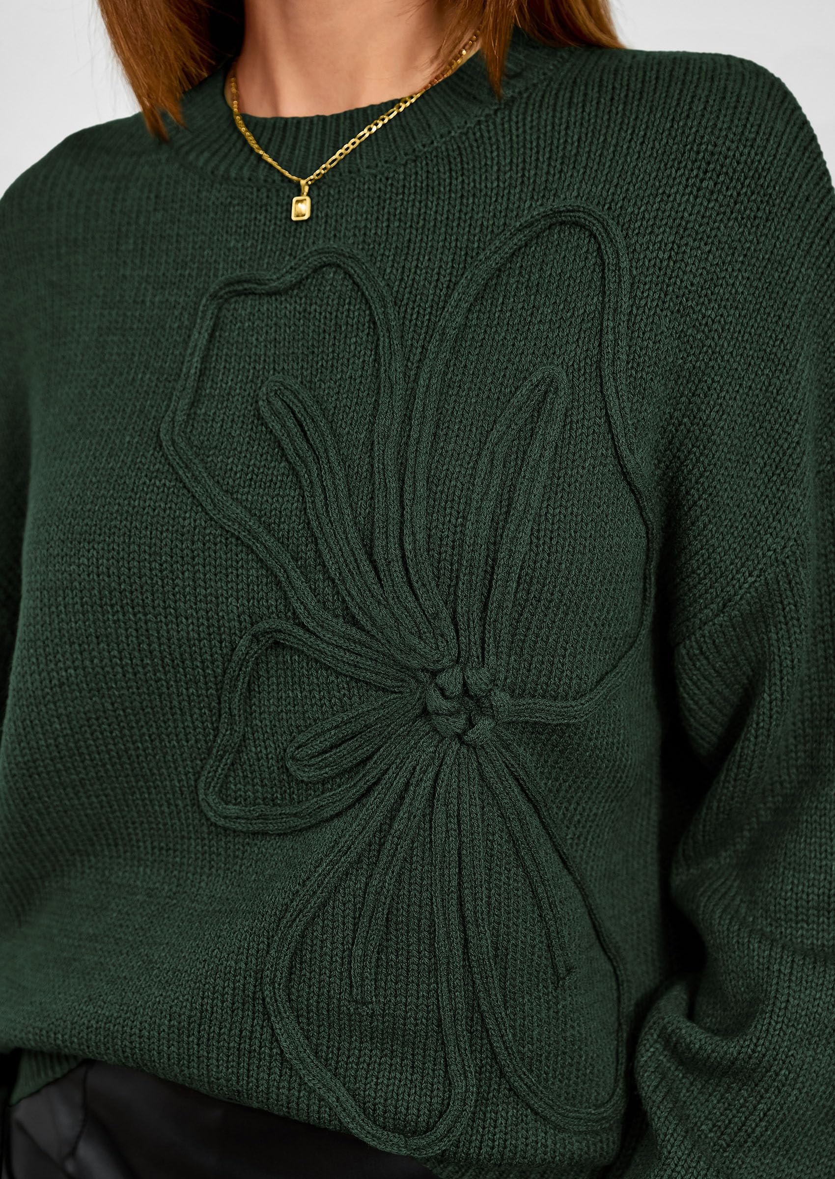 PRETTYGARDEN Womens Sweaters  Fall Fashion Long Sleeve Crewneck Floral Knit Pullover Sweater Tops Winter Clothes