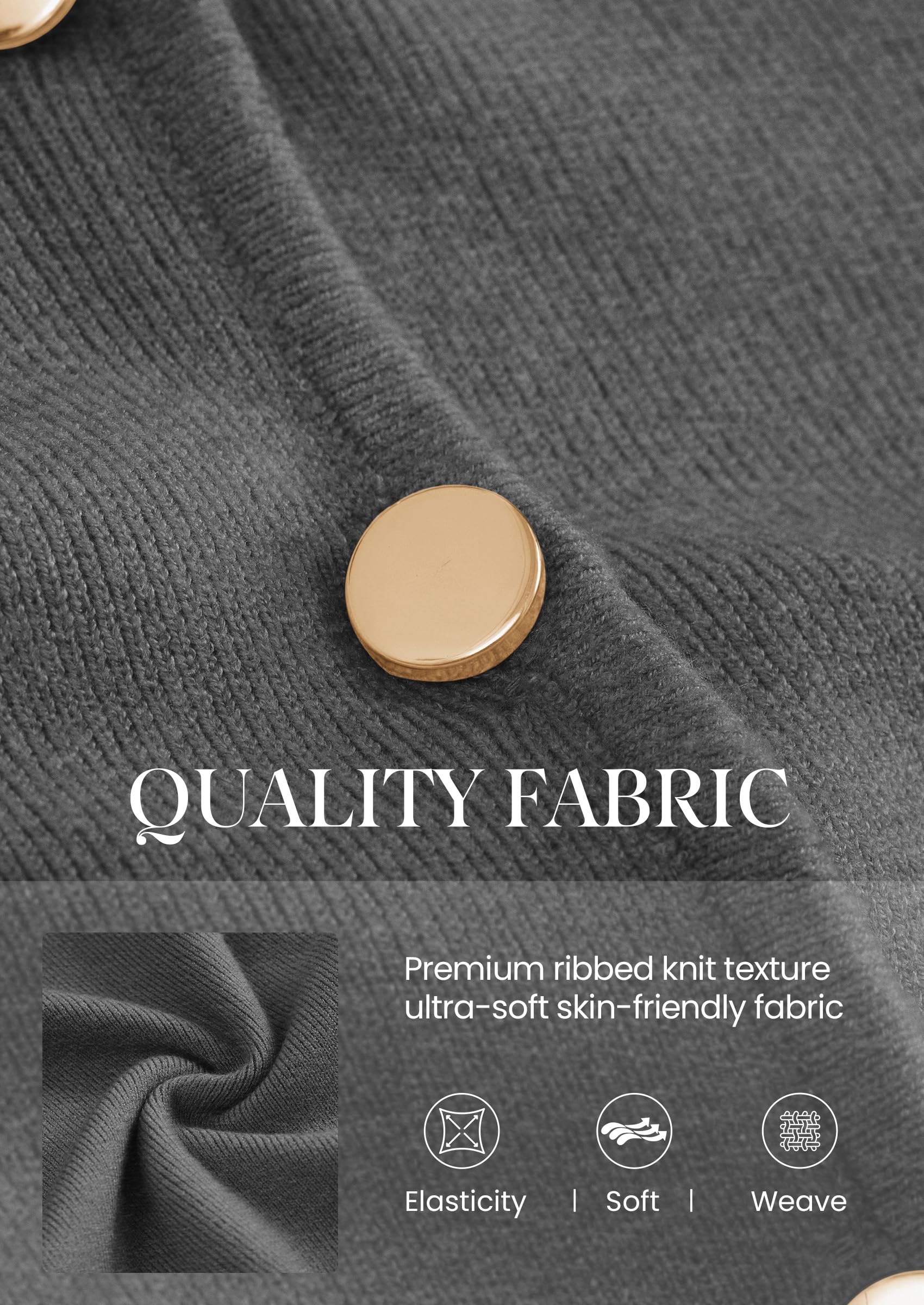 PRETTYGARDEN Button Up Cardigan Sweaters for Women | Slim Fitted Knitwear,Long Sleeve Lightweight Knit Cardigans,Business Casual Outfits Work Tops,Layering Piece for Fall&Winter