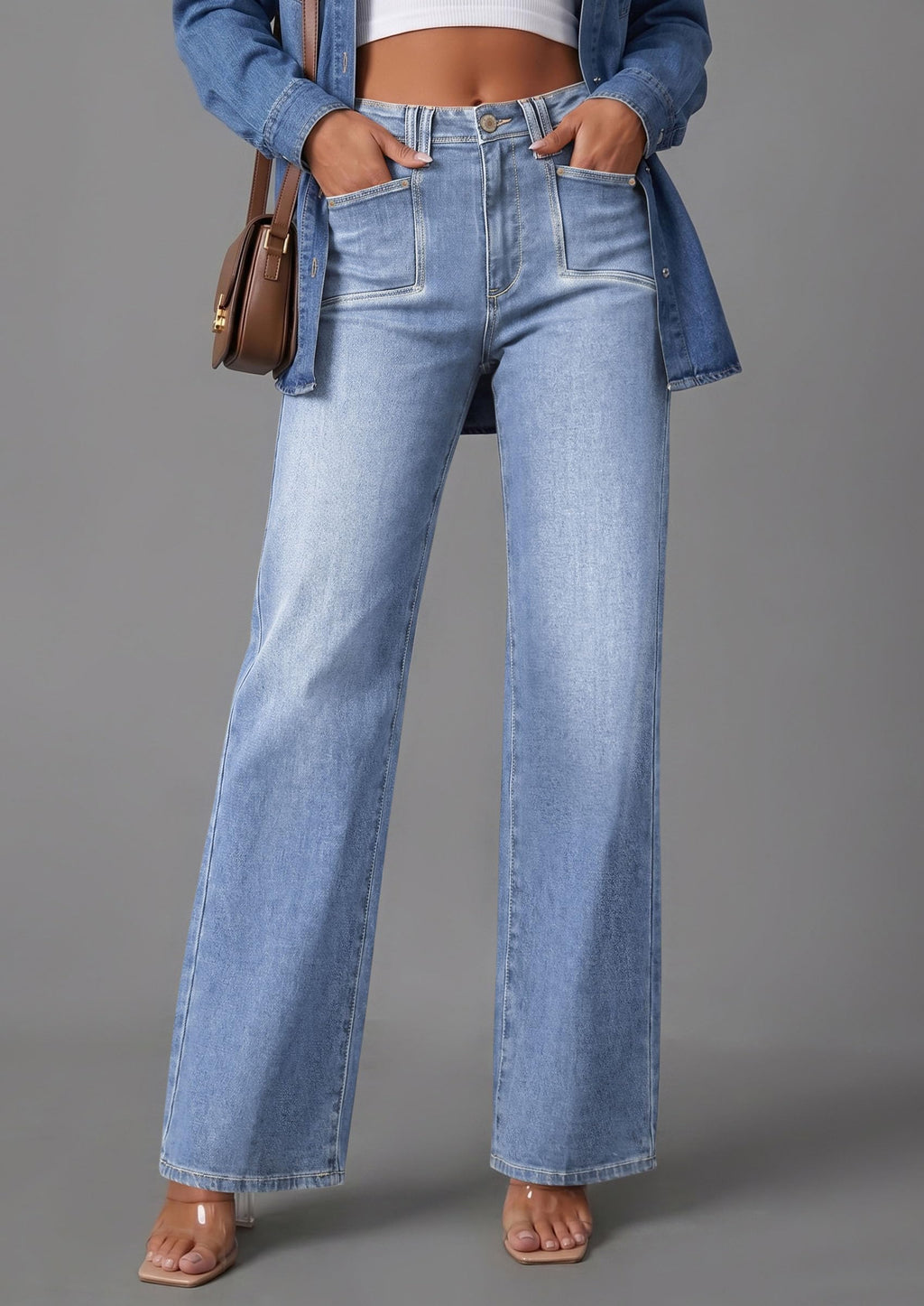 PRETTYGARDEN High Waisted Wide Leg Jeans for Women 2026 Trendy | Classic Straight Baggy Fit, Stretchy Denim Pants with Pockets, Casual Daily Work Going Out, All Season Wear