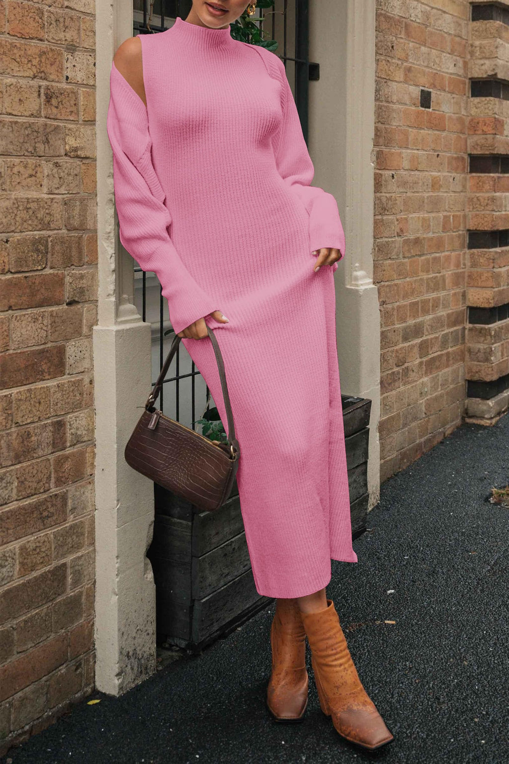 PRETTYGARDEN Women's Fall 2 Piece Outfits Knit Long Sleeve Cropped Cardigan Pullover Sweater Maxi Dress Sets Winter Clothing