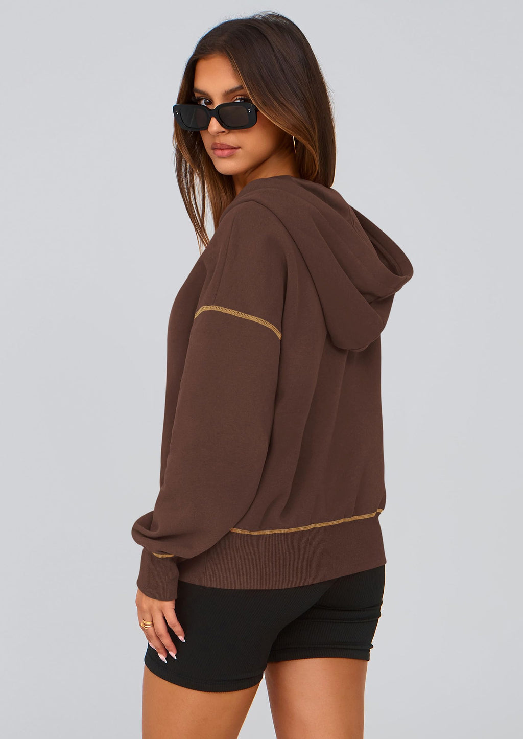 PRETTYGARDEN Women's  Fall Hooded Sweatshirts Long Sleeve Half Zip Cropped Hoodies Pullover Winter Fashion Clothes