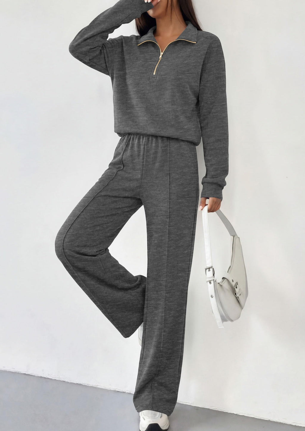 PRETTYGARDEN Women's Lounge Sets 2 Piece Outfits Sweatsuits | Half Zip Pullover Sweatshirts, Wide Leg Pants Pockets, Matching Workout Tracksuits, Airport Travel Resort Wear, Fall Clothes